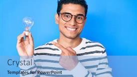  Presentation with inspiration - Cool new PPT theme with young-handsome-hispanic-man-holding backdrop and a light blue colored foreground