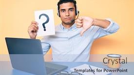  Presentation with support - Cool new presentation design with young-handsome-hispanic-man-holding backdrop and a light blue colored foreground