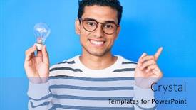  Presentation with inspiration - PPT theme having young-handsome-hispanic-man-holding background and a light blue colored foreground
