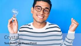  Presentation with hispanic - Cool new PPT layouts with young-handsome-hispanic-man-holding backdrop and a light blue colored foreground