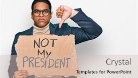  Presentation with protest - Audience pleasing presentation consisting of young-handsome-hispanic-man-holding backdrop and a soft green colored foreground