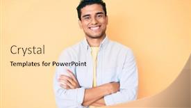  Presentation with 3 d man person - Beautiful PPT theme featuring young-handsome-hispanic-man-standing backdrop and a lemonade colored foreground