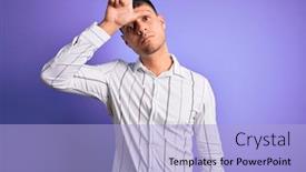  Presentation with purple business - Amazing presentation having young-handsome-hispanic-man-wearing backdrop and a light blue colored foreground
