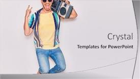  Presentation with hispanic - Slide set having young-handsome-hispanic-man-wearing background and a light gray colored foreground