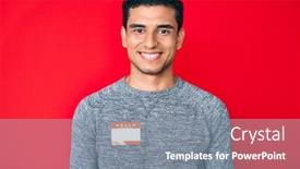  Presentation with hello my name - Presentation theme featuring young-handsome-hispanic-man-wearing background and a gray colored foreground