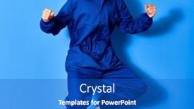  Presentation with winner - Colorful PPT theme enhanced with young-handsome-hispanic-man-wearing backdrop and a cobalt blue colored foreground