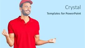  Presentation with courier delivery - Amazing slides having young-handsome-hispanic-man-wearing backdrop and a white colored foreground