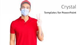  Presentation with medical sign - Theme with young-handsome-hispanic-man-wearing background and a white colored foreground