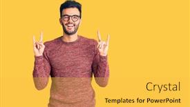  Presentation with rock music - Audience pleasing presentation design consisting of young-handsome-hispanic-man-wearing backdrop and a yellow colored foreground