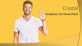  Presentation with hispanic - PPT layouts enhanced with young-handsome-hispanic-man-wearing background and a yellow colored foreground