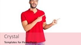  Presentation with courier delivery - Slide deck with young-handsome-hispanic-man-wearing background and a red colored foreground