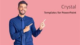  Presentation with young business man - Slide set consisting of young-handsome-hispanic-man-wearing background and a coral colored foreground