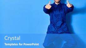  Presentation with young man wearing a hat - Slide deck having young-handsome-hispanic-man-wearing background and a cobalt blue colored foreground