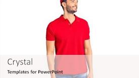  Presentation with courier delivery - PPT theme featuring young-handsome-hispanic-man-wearing background and a sky blue colored foreground