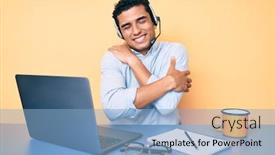  Presentation with self love - PPT layouts having young-handsome-hispanic-man-working background and a light blue colored foreground