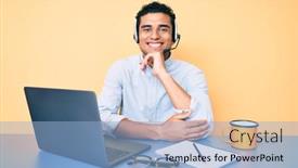  Presentation with working - Cool new presentation design with young-handsome-hispanic-man-working backdrop and a light blue colored foreground