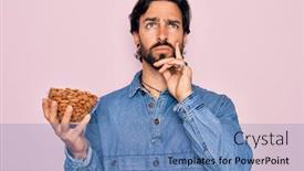  Presentation with almonds - Amazing slide set having young-handsome-hispanic-man backdrop and a teal colored foreground