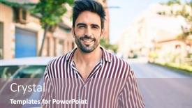  Presentation with beard - Audience pleasing presentation theme consisting of young-handsome-hispanic-man backdrop and a coral colored foreground