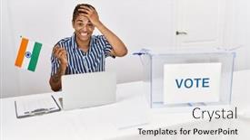  Presentation with political campaign - Slide set enhanced with young-handsome-hispanic-man background and a white colored foreground