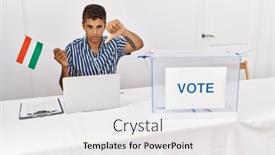  Presentation with political campaign - Presentation theme consisting of young-handsome-hispanic-man background and a white colored foreground