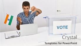  Presentation with political campaign - Presentation theme consisting of young-handsome-hispanic-man background and a  colored foreground