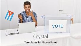  Presentation with political campaign - PPT theme having young-handsome-hispanic-man background and a white colored foreground