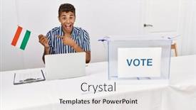  Presentation with political campaign - Presentation enhanced with young-handsome-hispanic-man background and a white colored foreground