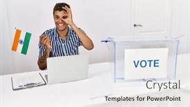  Presentation with political campaign - Presentation theme with young-handsome-hispanic-man background and a white colored foreground
