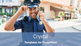  Presentation with hispanic - Slides enhanced with young-handsome-hispanic-policeman-wearing background and a teal colored foreground