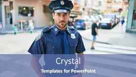  Presentation with hispanic - Beautiful PPT theme featuring young-handsome-hispanic-policeman-wearing backdrop and a ocean colored foreground