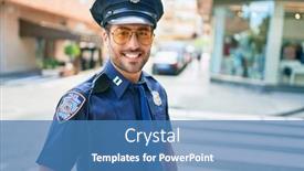  Presentation with hispanic - Beautiful PPT theme featuring young-handsome-hispanic-policeman-wearing backdrop and a teal colored foreground