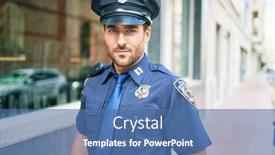  Presentation with hispanic - PPT theme featuring young-handsome-hispanic-policeman-wearing background and a ocean colored foreground