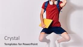  Presentation with student - Colorful presentation enhanced with young-handsome-hispanic-student-man backdrop and a light gray colored foreground