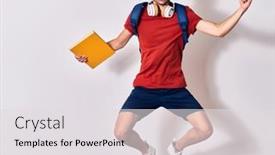  Presentation with student - Presentation theme consisting of young-handsome-hispanic-student-man background and a light gray colored foreground