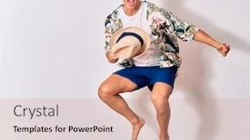  Presentation with tourist - Presentation with young-handsome-hispanic-tourist-man background and a coral colored foreground