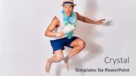  Presentation with hawaiian - Slide deck having young-handsome-hispanic-tourist-man background and a light gray colored foreground