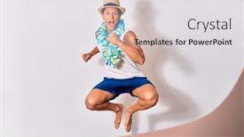  Presentation with hawaiian - Presentation design consisting of young-handsome-hispanic-tourist-man background and a light gray colored foreground