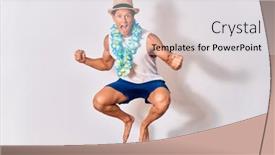  Presentation with hawaiian - Slide deck enhanced with young-handsome-hispanic-tourist-man background and a light gray colored foreground