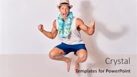  Presentation with hawaiian - Slide deck featuring young-handsome-hispanic-tourist-man background and a coral colored foreground