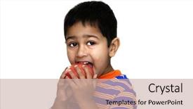  Presentation with young children - Slide set enhanced with young handsome indian kid holding background and a soft green colored foreground