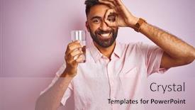  Presentation with eye glass - PPT theme having young-handsome-indian-man-dinking background and a lemonade colored foreground