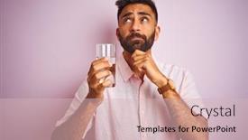  Presentation with water glass - Amazing theme having young-handsome-indian-man-dinking backdrop and a soft green colored foreground