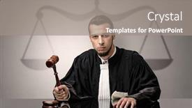  Presentation with decision making - Presentation design having young-handsome-judge-in-black background and a gray colored foreground