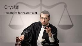  Presentation with decision making - Colorful slide set enhanced with prudence - young handsome judge in black backdrop and a light gray colored foreground