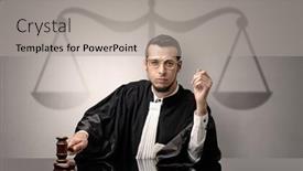  Presentation with decision making - Beautiful PPT theme featuring young-handsome-judge-in-black backdrop and a light gray colored foreground
