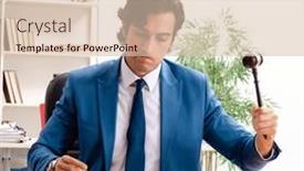  Presentation with courtroom - PPT layouts consisting of young-handsome-judge-sitting background and a lemonade colored foreground