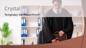  Presentation with judge - Slides having young handsome judge working in court background and a white colored foreground