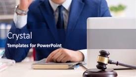  Presentation with court - Presentation with young-handsome-judge-working background and a navy blue colored foreground