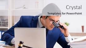  Presentation with court - PPT theme consisting of young-handsome-judge-working background and a white colored foreground