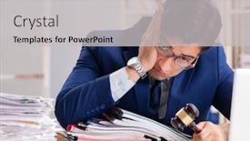  Presentation with court - Presentation theme with young-handsome-judge-working background and a light gray colored foreground